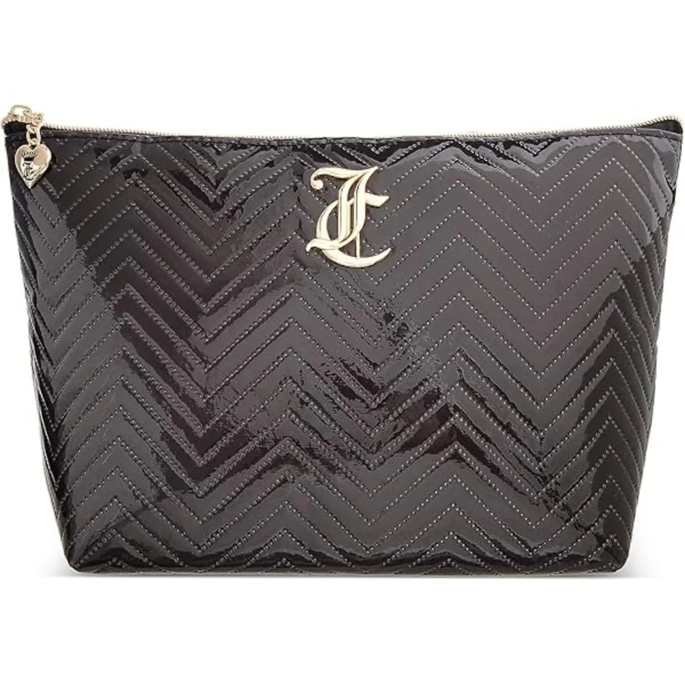 Juicy Couture Chevron Cosmetic Bag with travel bottle (NWOT)